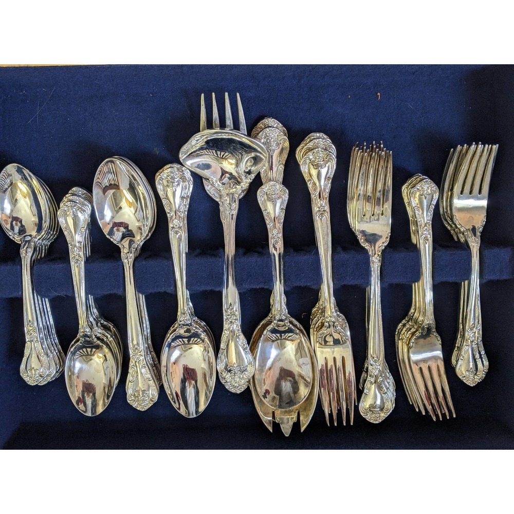 GODINGER GRAND MASTER! 65 PIECE HEAVY SILVERPLATE FLATWARE SERVICE FOR 12 - Picture 4 of 12